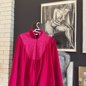 Intimate Options Magenta Pink Fleece Zip Robe House Dress Intimate Vintage